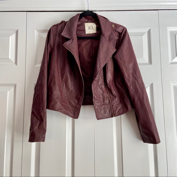 Maroon Soft Faux Leather Jacket - Picture 4 of 4